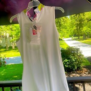 Ladies Tommy Bahama golf dress.  White w floral print collar. Size M